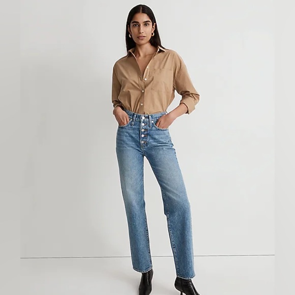 Madewell The Perfect Vintage Straight Jean in Delafield Wash Button-Fly 25 NWT